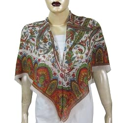 Scarf for Women Women's Accessory Printed Silk and Wool Square 43 x 43 inches