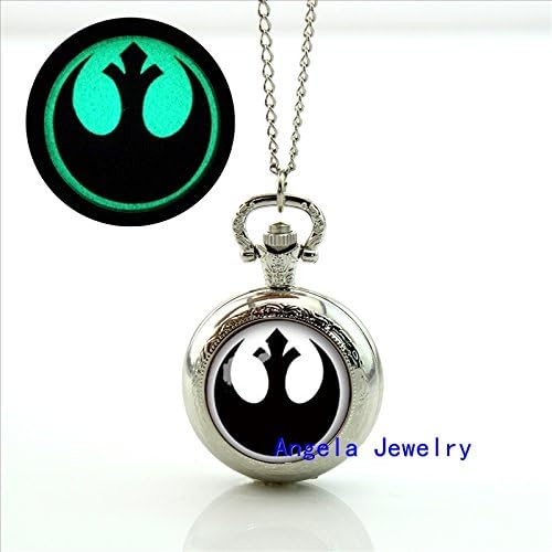 Pretty Lee Fashion Star Wars Glowing Pocket Watch Necklace Rebel Alliance Jewelry Glow in The Dark