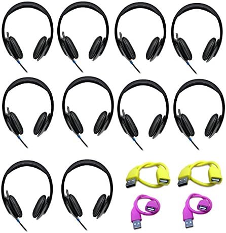 Logitech USB Headset H540 for PC Calls and Music in Bulk Packaging plus Bonus Accessories - 10 pack