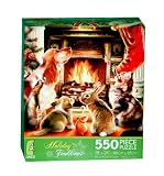 Holiday Traditions 550-Piece Jigsaw Puzzle - Animals by the Fireplace (2366-5)