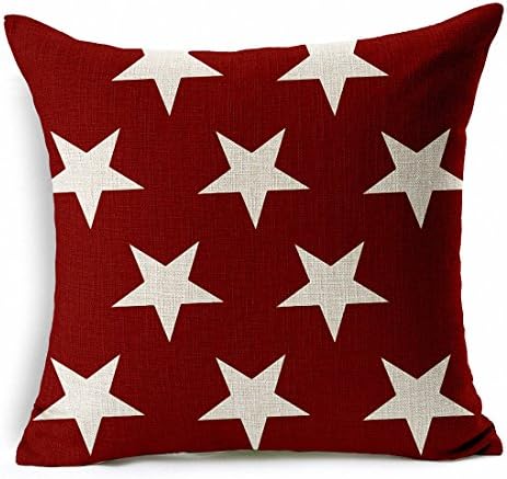 East Melody® Cotton Linen Throw Pillow Case Cushion Cover Home Sofa Decorative 18 X 18 Inches / 45 X 45 cm, Ten Stars