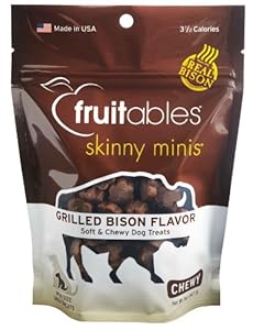 Fruitables Skinny Minis Chewy Dog Treats in Grilled Bison Flavor, 1-5-Ounce
