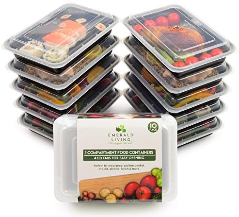 [10 pack] 1 Compartment BPA Free Meal Prep Containers. Reusable Plastic Food Storage Containers with Lids. Stackable Microwavable Freezer &amp; Dishwasher Safe Lunch Box Container Set + EBook [38 oz]