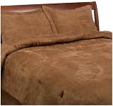 Luxury Microsuede Queen Comforter 4-Piece Bedding Set, Brown