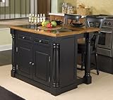 Home Styles Monarch Roll-Out Leg Granite Top Kitchen Island in Black and Oa ....