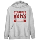 STRONGER THAN A Akita Dogs Mens Hoodie (Heather Gray, Sizes X-Small - XXX-Large)