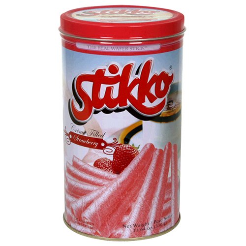 Stikko Wafer Sticks, Strawberry Flavor, 11.64-Ounce Pack (Pack of 12) by Stikko