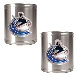 Vancouver Canucks NHL 2pc Stainless Steel Can Holder Set- Primary Logo by Great American Products
