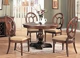 5pc Distress Brown Wood Finish Dining Table & Chairs Set