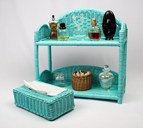 Display Shelf Wicker and Rattan with Matching Tissue Box