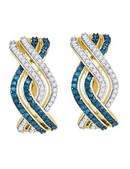 0.61CTW BLUE DIAMOND FASHION HOOPS EARRINGS