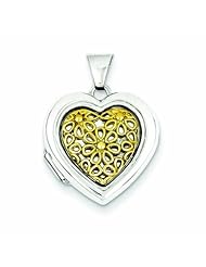 Genuine .925 Sterling Silver Gold Plated 18mm Heart Locket 2.2 Grams. 100% Satisfaction Guaranteed.