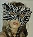 Black and White Feathered Domino Mask