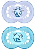 MAM 707711 - Night Silikon 16+, Schnuller, für Jungen, Doppelpack, farblich sortiert - BPA frei