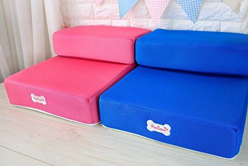 Sanzang 2 Steps Pet Stairs for Small Dog Cat Foldable Ladder Easy Climb Shelf for Car(Rose)