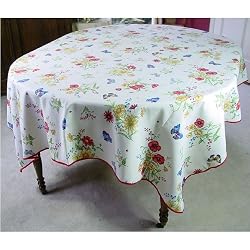 Champetre - French Spring Florals Butterflies Tablecloth 110in