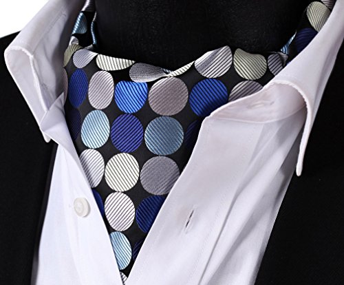 SetSense Men's Polka Dot Jacquard Woven Self Cravat Tie Ascot
