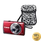 Canon PowerShot A3500 IS 14.1 MP Digital Camera with Case and 3.5-Inch Touch Panel LCD and 5x Ultra Wide Angle Optical Image Stabilized Zoom, Red