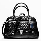 NWT COACH Poppy Liquid Gloss Pushlock Satchel Crossbody #20721 SVBK Black