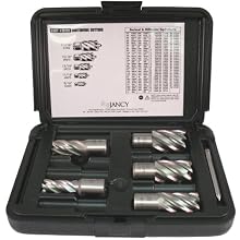 Jancy Slugger Cobalt Steel Annular Cutter Set (5 piece), Uncoated (Bright) Finish, 3/4" Annular Shank, 1" Cut Depth, 9/16" to 1-1/16" Sizes