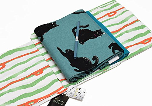 【Ｍ/Ｌ　単衣・夏】【レトロモダン♪着物４点セット】吸汗速乾【ヒロミチ　ナカノ】 洗える着物+【綿麻】洗える九寸名古屋帯+【二越縮緬】洗える帯揚げ+加賀三分紐 【４点セット】着物セット　縞　ねこ　ねこ柄　hs-439　ongy48　ns-