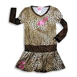 Lipstik - Girls Long Sleeve Leopard Print Dress, Brown, Cream