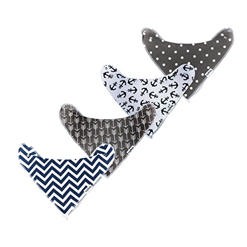 Baby Bandana Drool Bibs, 4-pack Absorbent Cotton, Cute Baby Gift for Boys and Girls