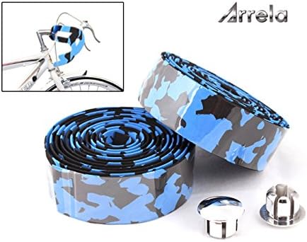 Arrela®Camouflage Series Bike Handlebar Tape Bike Bar Tape with Reflective Bar Plugs, Blue a Pair