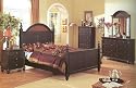 4pc Dark Wood Queen Size Bed Set w/Night Stand & Dresser