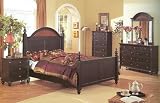 4pc Dark Wood Queen Size Bed Set w/Night Stand & Dresser