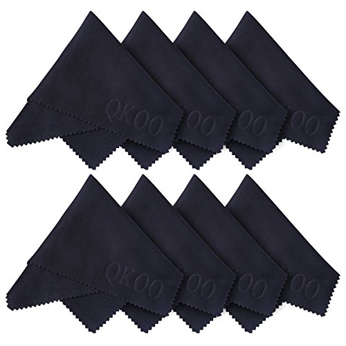 Black Microfiber Cleaning Cloths (8 Pack) - QKOO Cleaning Cloths - for Camera Lenses, Camera Screens and Any Other Delicate Surface - 6 x 7 inches (15cm x 18cm)
