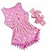 FEESHOW Baby Girl One Piece Romper Headband Polka Dot Bodysuit Summer Outfit Set Pink 18-24 Months