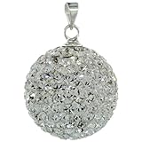IMAGE OF Sterling Silver 18 mm White Crystal Disco Ball Pendant