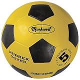 Markwort Official Size-5 Rubber Cover Soccer Ball, Yellow