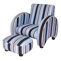 Max Striped Modern Chair with Matching Ottoman