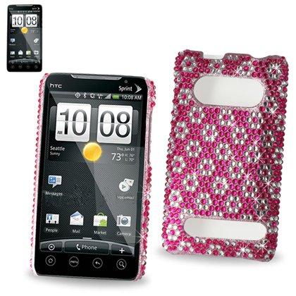 Fashionable Perfect Fit Hard Diamante Protector Skin Cover (Faceplate/Snap On) Full Rhinestones Diamond Bling for HTC EVO 4G Sprint