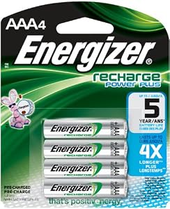Energizer NH12BP-4 Rechargeable Nickel Metal Hydride AAA Battery, 4 Count