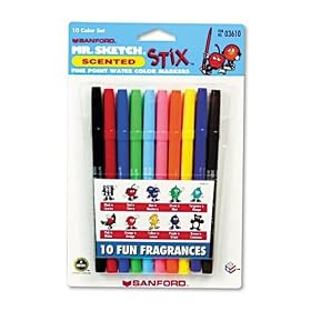 Mr Sketch Stix Markers Assorted Black Blue Brown Green Orange Pink Purple Red Turquoise... by Sanford