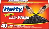 Hefty EZ Flaps Large, 30 Gallon Trash Bags, 40 Count Boxes (Pack of 6)
