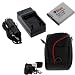 GTMax Li-50B / D-LI92 Replacement Battery + AC&Travel Charger with Car Adapter + Black with Red Strip Case for Olympus Stylus 1010 TG-810 8000 8010 6000 6020 1020 XZ-1; Ricoh CX4 PX; Pentax Optio WG-2
