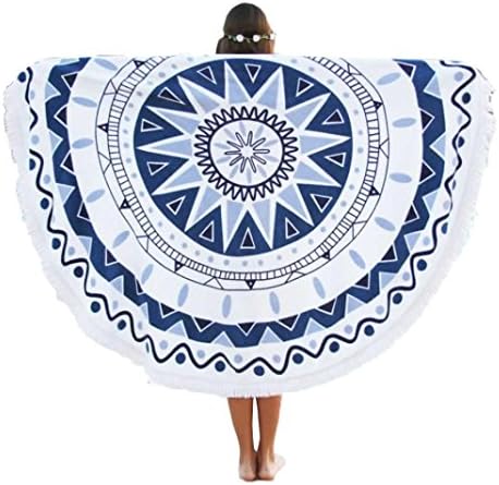Nolia Round Hippie Tapestry Beach Throw Roundie Mandala Towel Yoga Mat Bohemian(Blue)