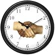 Handshake - Brotherhood Theme Wall Clock by WatchBuddy Timepieces (Black Frame)