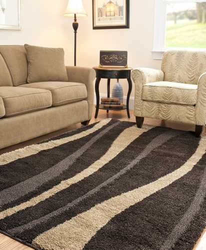 Safavieh Florida Shag Collection SG451-2813 Dark Brown and Beige Shag Round Area Rug, 6-Feet 7-Inch Round On Sale