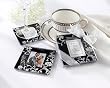 Kate Aspen 27032BK Black and White Glass Photo Coasters