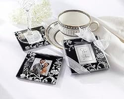 Timeless Traditions Elegant Black & White Glass Photo Coasters