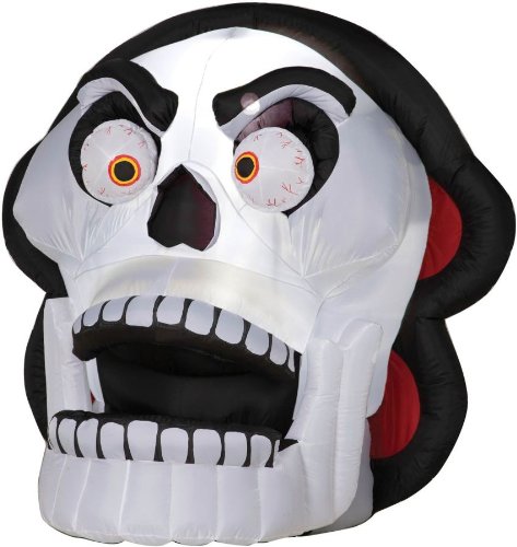 Skull with Moving Eyes and Jaw Inflatable Yard Prop