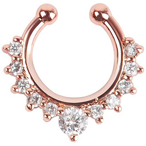 Clip on Jewelry Creative Fake Septum Clicker Nose Ring (Rose Gold)