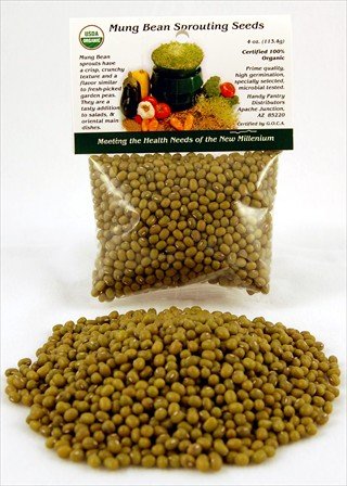Certified Organic Dried Mung Bean Sprouting Seed: 1 4 Lb. (4 Oz.) of Dry Mung Seeds for... by WheatgrassKits