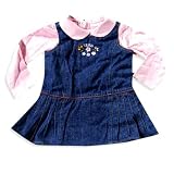 Izod - Toddler Girls Long Sleeve Jean Jumper Set, Pink, Denim Blue