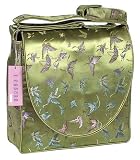 DiaperBagsNow Silk Satin Messenger Diaper Bag (Olive Green Butterfly Diaper Bag)